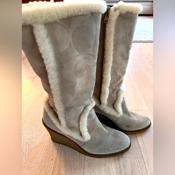 Tan signature Coach wedge boots - Picture 1 of 3